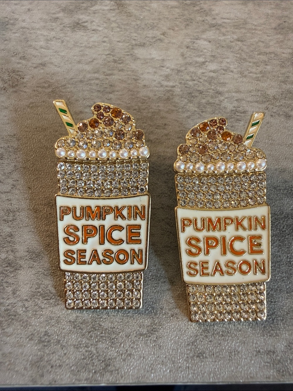 Pumpkin Spice Season Crystal Coffee Cup Earrings